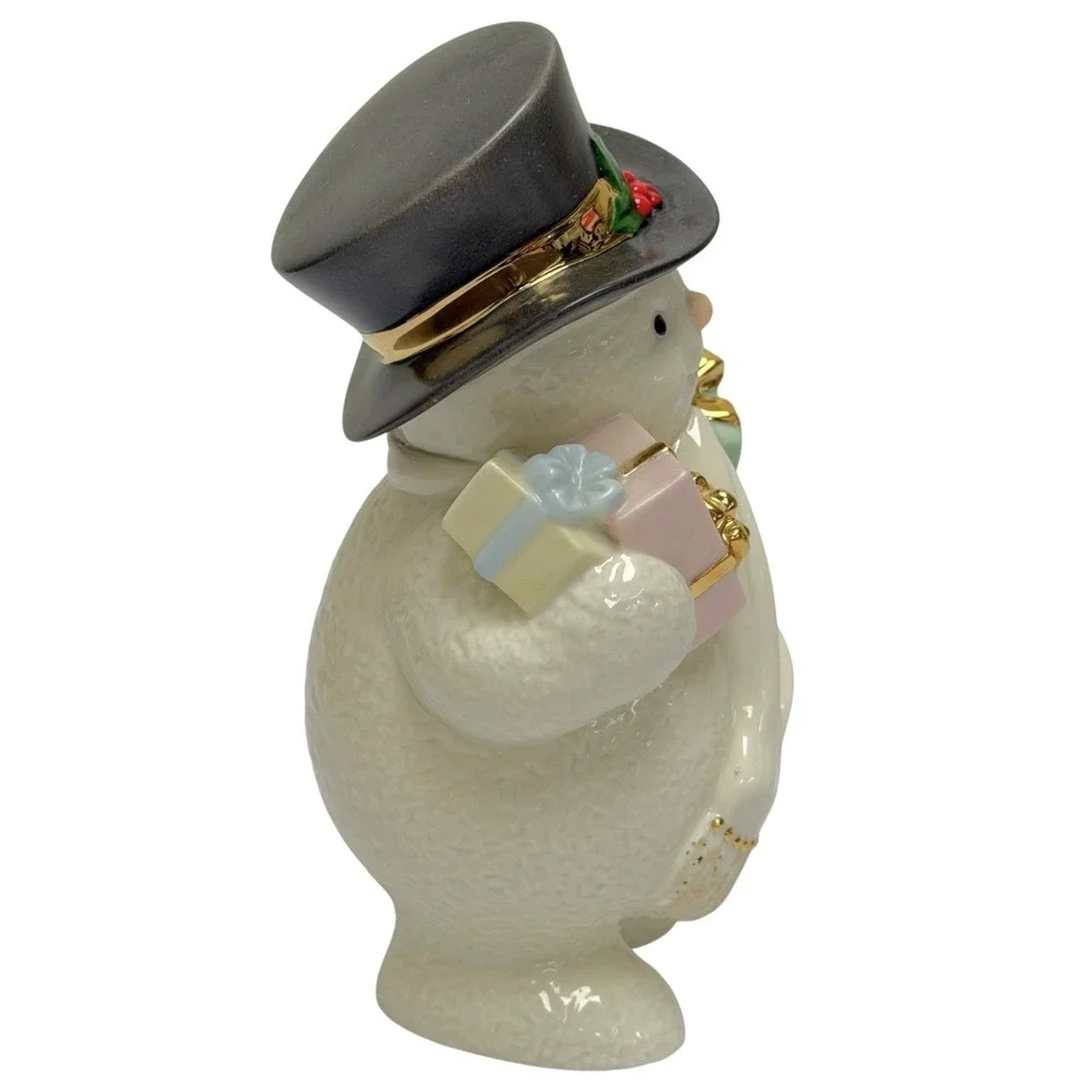 Vintage 1999 Lenox Ivory Snowman Porcelain Christmas Figurine 